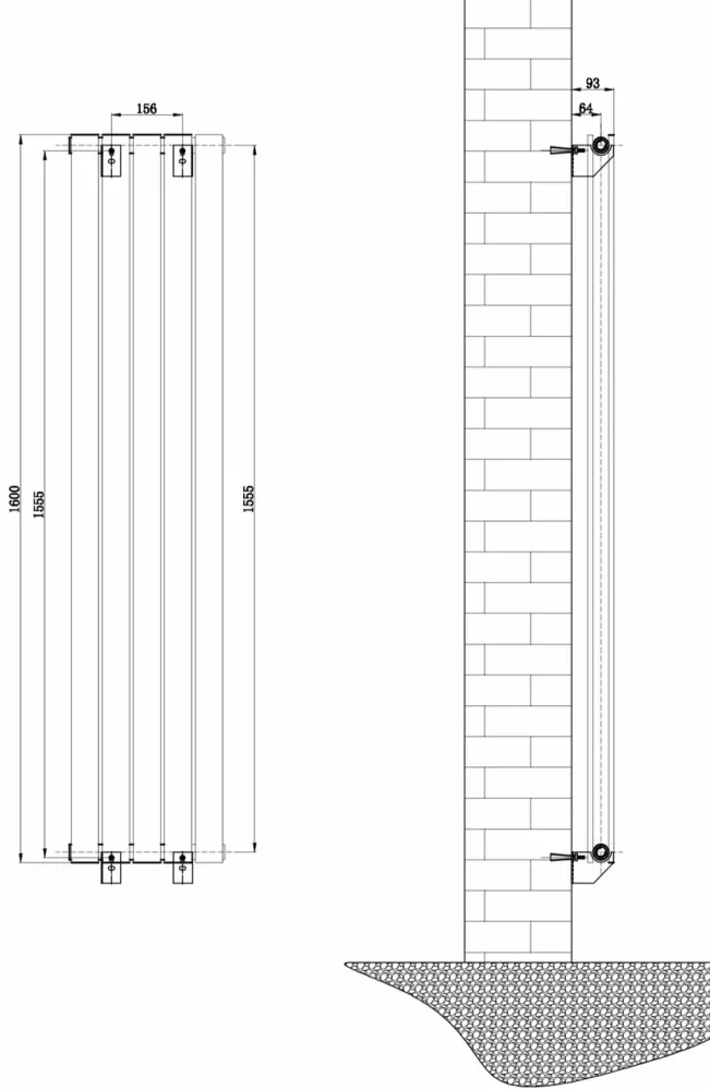 Вертикальный дизайнерский радиатор отопления ARTTIDESIGN Livorno II 5/1600/340, серый матовый Фото - 6